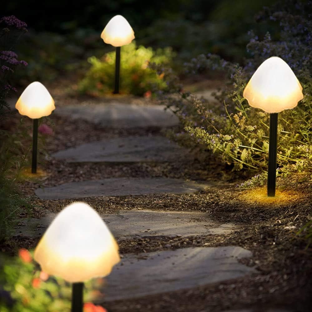 Outdoor Solar Garden Lights, Set of 12 Mini Light Outdoor Waterproof Cute Mushroom Shaped Pathway Landscape Lights for Yard Patio Party Wedding Festival Decoration (Warm White)