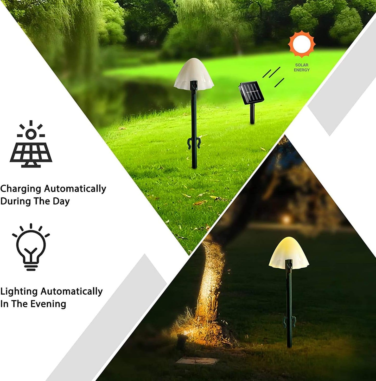 Outdoor Solar Garden Lights, Set of 12 Mini Light Outdoor Waterproof Cute Mushroom Shaped Pathway Landscape Lights for Yard Patio Party Wedding Festival Decoration (Warm White)